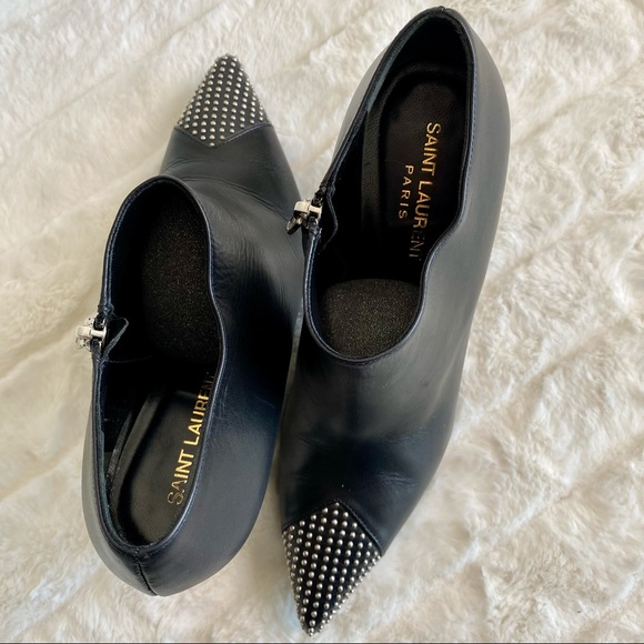 Saint Laurent Studded Point-Toe Ankle Bootie - Picture 4 of 16